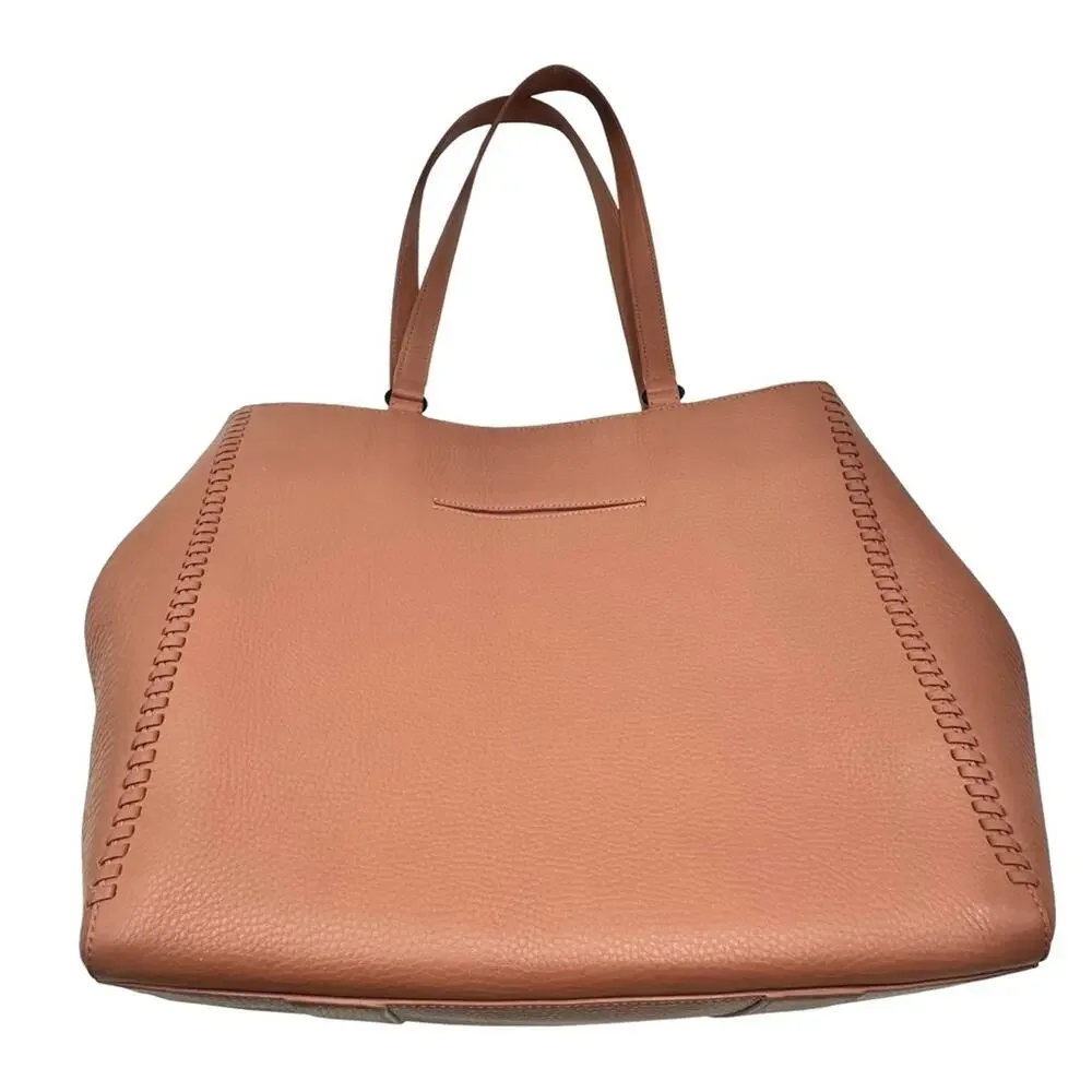 DAGNER DOVER - ALLYN soft pink pebble leather tote bag - laptop compartment